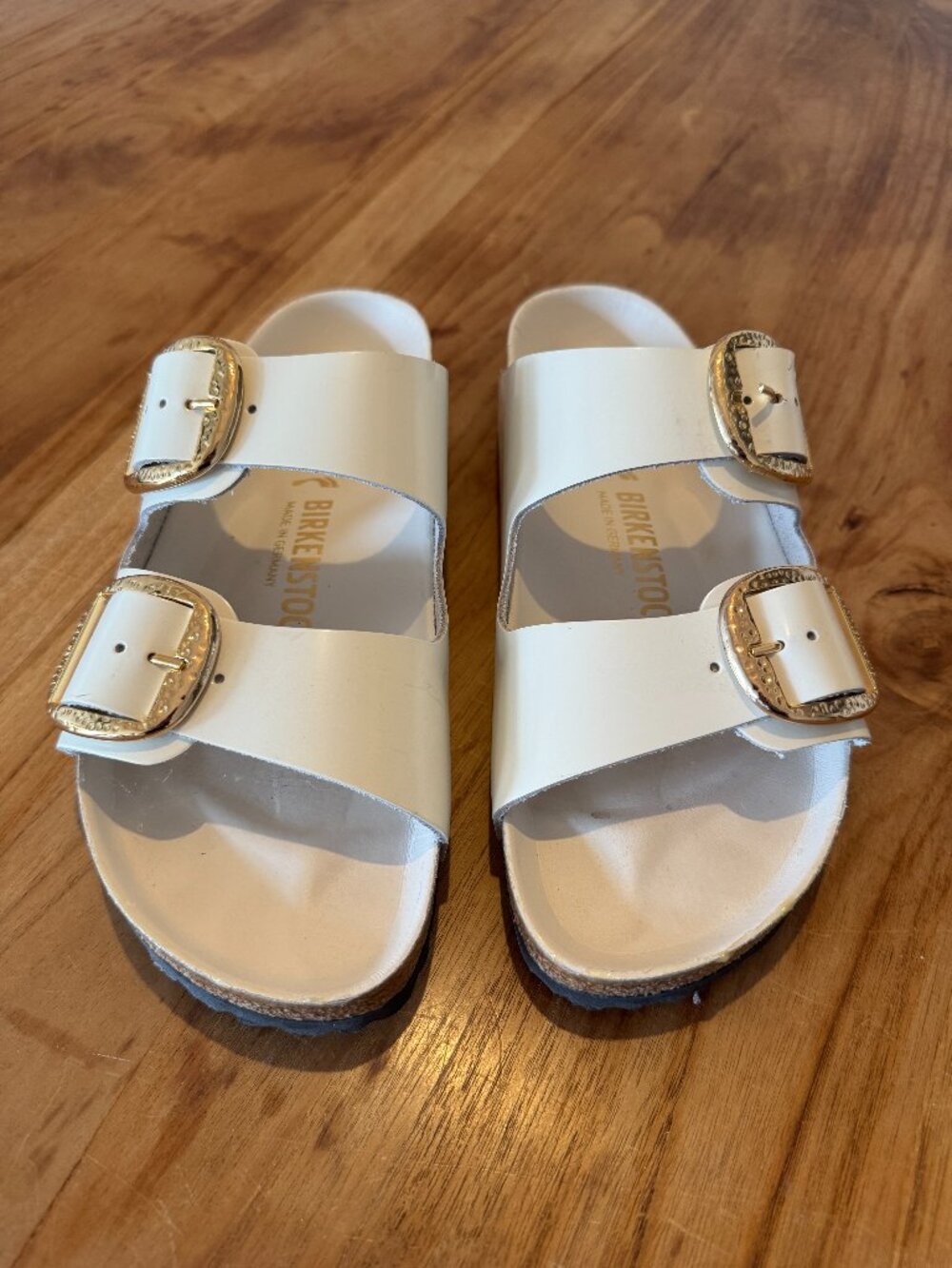 Birkenstock Arizona Big Buckle Hammered White Gold - Size 39